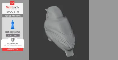 3D model of a streamlined bird with layered wing details, viewed from behind. Designed for 3D printing.