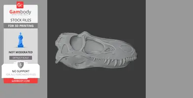 3D model of a Galvesaurus skull for printing, showcasing detailed bone structure and teeth.