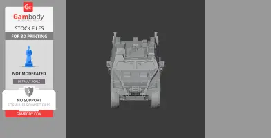 Front view of a detailed BOV M16 Milos tank 3D model for printing, shown in gray.