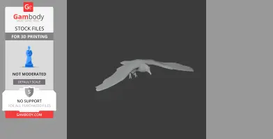 3D model of an Antarctic prion bird in flight, wings spread wide for printing.