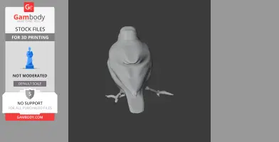 3D model of an Arabian grosbeak bird viewed from the front, designed for 3D printing.