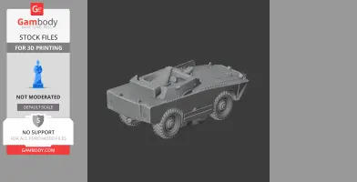A detailed 3D model of a BRDM-1 armored vehicle for 3D printing, shown from a rear angle.