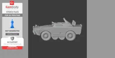 3D model of a BRDM-1 tank with detailed features, intended for 3D printing.