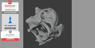 3D model of a Genyodectes dinosaur skull replica with detailed bone structure.