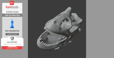 3D model of an open-mouthed Genyodectes skull, designed for 3D printing.