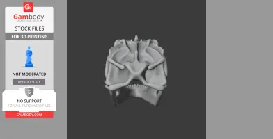 3D model of a Gigantosaurus skull, front view, for 3D printing, displayed on a dark background.