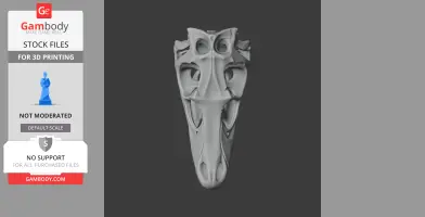 Hadrosaurus skull replica, detailed 3D model for printing, grayscale on a dark background.