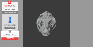 3D model of a Hadrosaurus skull, front view, detailed structure, ready for 3D printing.