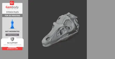 3D model of a Hadrosaurus skull replica, detailed bones and teeth, designed for 3D printing.