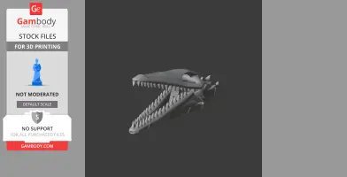 3D model of a Hironosaurus skull with open jaws, designed for 3D printing.