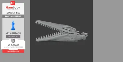 3D model of a Hironosaurus skull with a long snout and sharp teeth, ready for 3D printing.