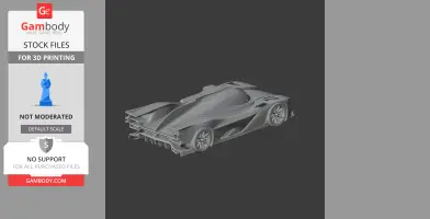 Futuristic race car 3D model, sleek design, optimized for 3D printing.