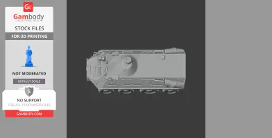 Top view of a detailed BTR-60 armored vehicle 3D model, showcasing turret and wheels.