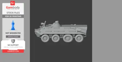 3D model of an eight-wheeled BTR-60 tank, detailed for 3D printing.