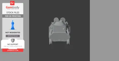 3D model front view of a BTR-60 armored vehicle on a gray background.