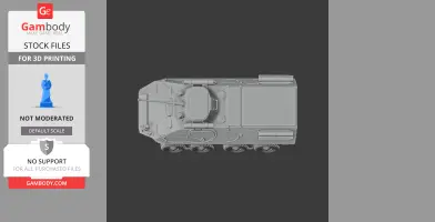 3D model of a BTR-90 military tank, top view, suitable for 3D printing.