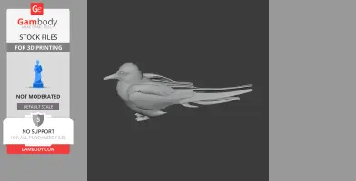 3D model of an Arctic Tern, featuring detailed wings and tail, suitable for 3D printing.