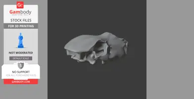 Rendered 3D model of a Kodiak bear skull for printing, shown in profile view.