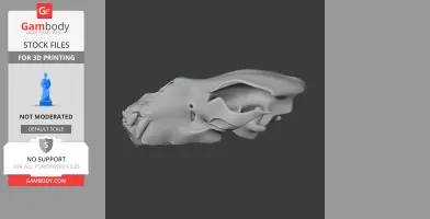 3D model of a Kodiak bear skull, gray with detailed contours, suitable for 3D printing.