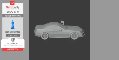 3D model of a Cadillac XLR for 3D printing, showing a side view of the car with detailed wheels.