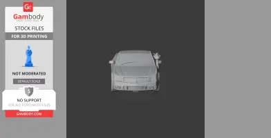 Front view of a 3D model car, resembling a Cadillac XLR, designed for 3D printing.