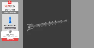 3D model of a largetooth sawfish skull with distinct rostral teeth, designed for 3D printing.