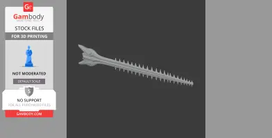 3D model of a largetooth sawfish skull with intricate tooth detail, designed for 3D printing.