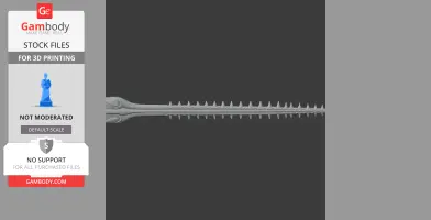3D model of a largetooth sawfish skull, featuring a long, toothed rostrum.