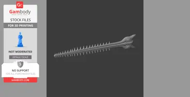 A detailed 3D model of a largetooth sawfish skull with protruding teeth, designed for 3D printing.