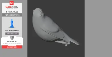 3D model of a prehistoric bird perched, designed for 3D printing, displayed on a dark gray background.