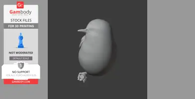 A smooth, minimalist 3D model of a bird with a round body and pointed beak, designed for printing.