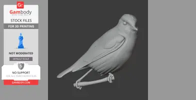A 3D model of an Arctic warbler, designed for 3D printing, showing detailed feathers and stance.
