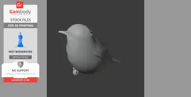 3D model of a simplified, stylized bird in a neutral pose, designed for 3D printing.
