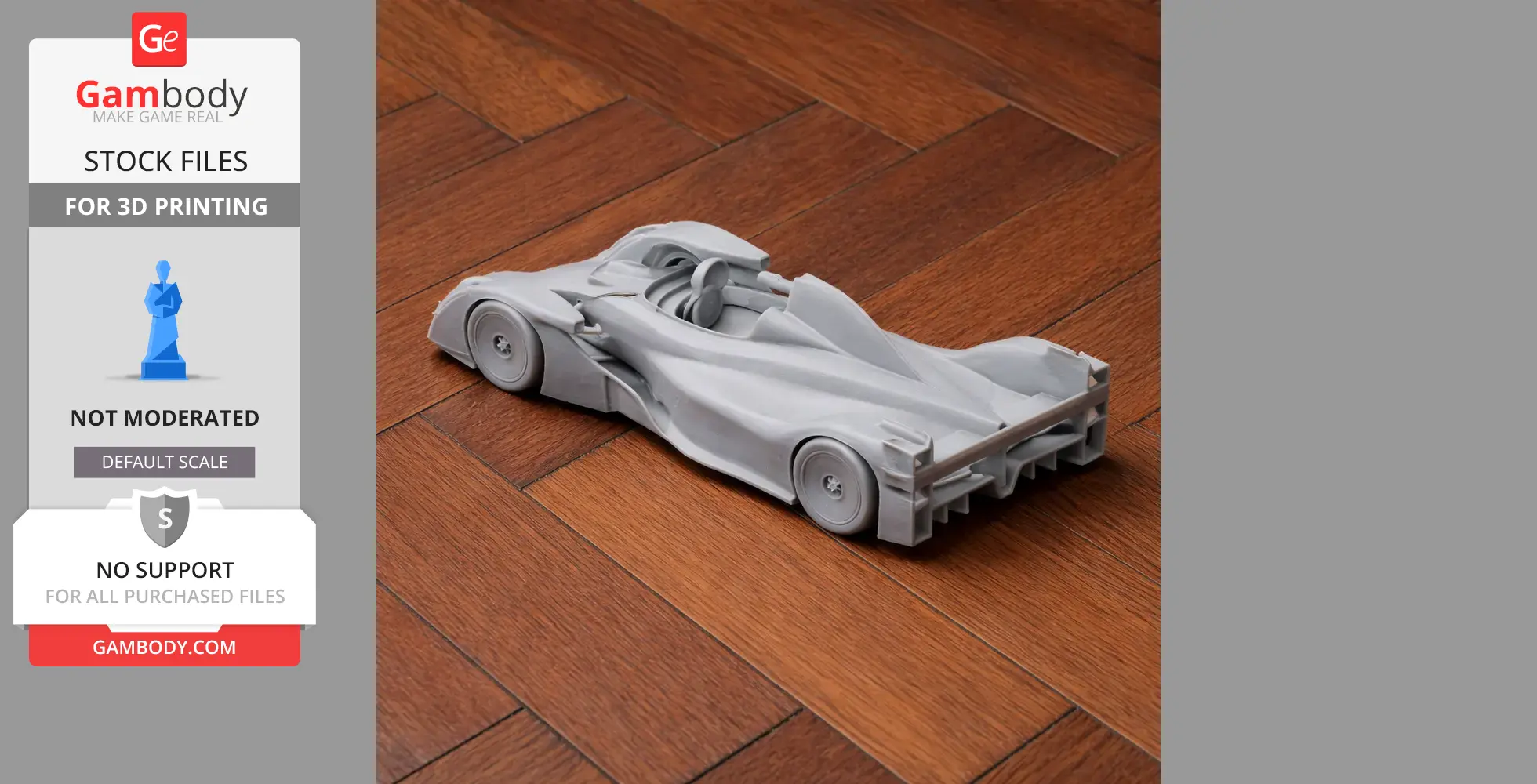 Gray 3D model of a Caparo T1 scale vehicle on a wooden floor.