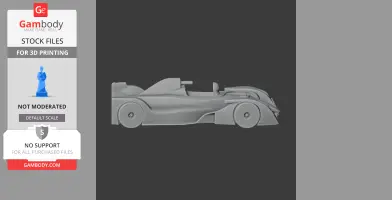 Side view of a sleek, aerodynamic Caparo T1 car model for 3D printing.