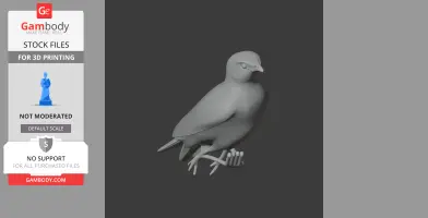 A monochrome 3D model of a prehistoric bird perched, designed for 3D printing.