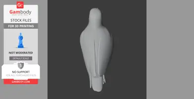 A 3D model of a simplified, slender bird-like figure for 3D printing on a dark background.