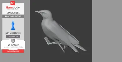 3D model of a prehistoric bird perched on a branch, designed for 3D printing.