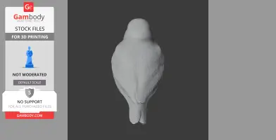 3D model of a bird viewed from above, showcasing detailed feather texture for 3D printing.
