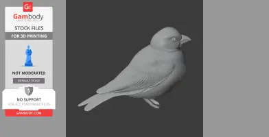 3D model of an ashy-crowned sparrow-lark, detailed feathers, designed for 3D printing.