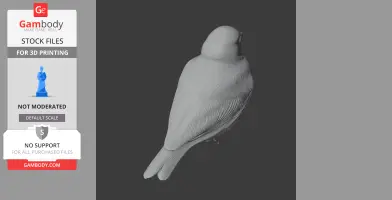 3D model of an ashy-crowned sparrow-lark, detailed for 3D printing, side view.