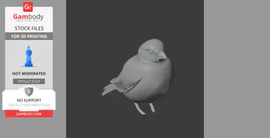 3D model of a sparrow-like bird with textured feathers, designed for printing.