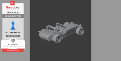 3D model of a Caterham Seven car, designed for 3D printing with detailed features.