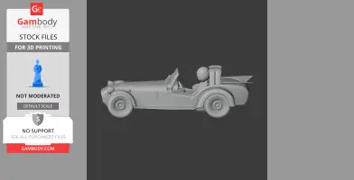 3D model of a classic Caterham Seven car with a driver, designed for 3D printing.