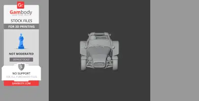 Front view of a detailed 3D model of a Caterham Seven car, designed for 3D printing.
