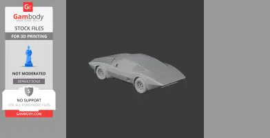 A 3D model of a Chevrolet Aerovette, showing its sleek, aerodynamic design on a dark background.