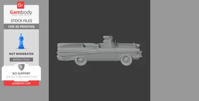 3D model of a 1957 Chevrolet Bel Air convertible, side view, designed for 3D printing.