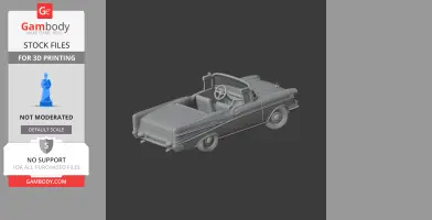 3D model of a 1957 Chevrolet Bel Air convertible for 3D printing, showing detailed rear and interior designs.
