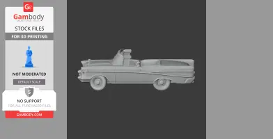 3D model of a 1957 Chevrolet Bel Air convertible, side view, for 3D printing.