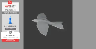 3D model of a prehistoric bird, Ashy-tailed swift, in flight for 3D printing.